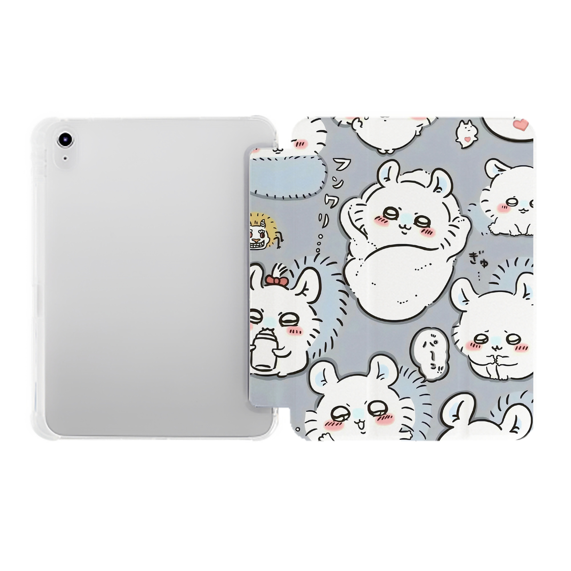 （画像用） ちいかわ Chii-kawa IPad ケース ペン収納付き 三つ折りスタンド PUレザー×シリコン 対応機種9.5/10.5/10.9インチ